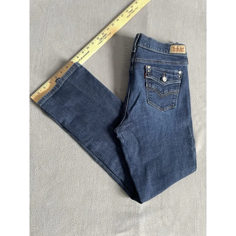 Levi's Women's 30x29 505 Straight Leg Jeans Medium Wash Denim Blue  Flap Pockets